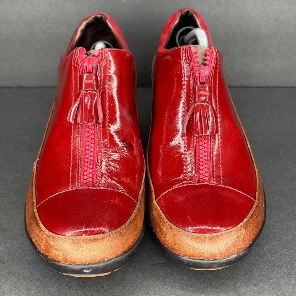 Cole Haan Women Boot Air Luna Size8 B Red Patent Leather Waterproof Rain Shoes.‎
